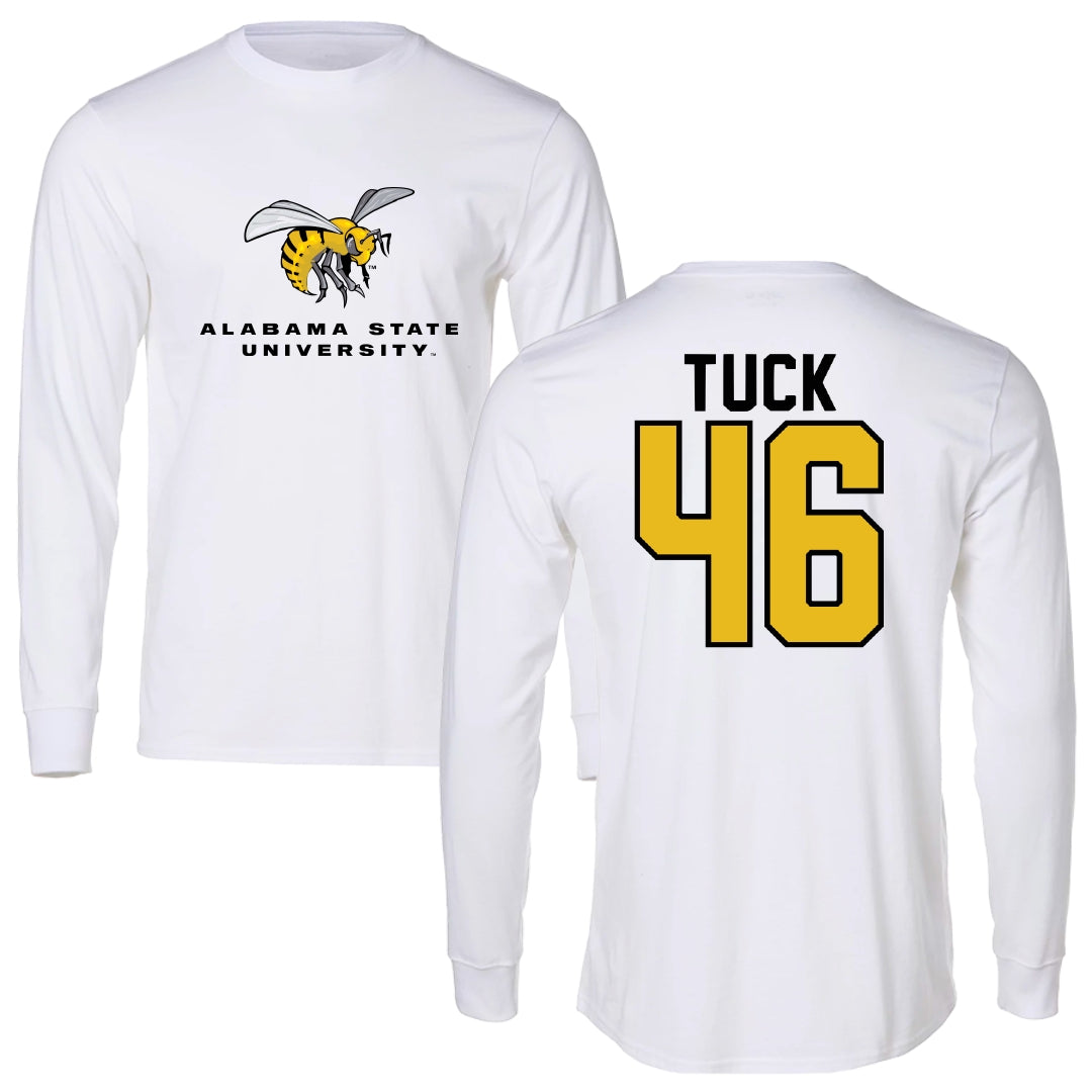 Alabama State University Football White Block Long Sleeve - #46 Harrison Tuck