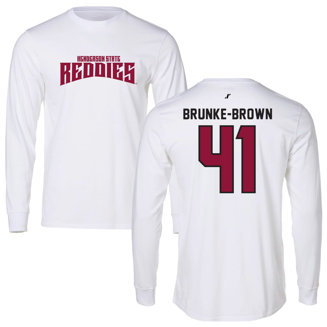 Henderson State University Football White Classic Performance Long Sleeve - #41 Colton Brunke-Brown
