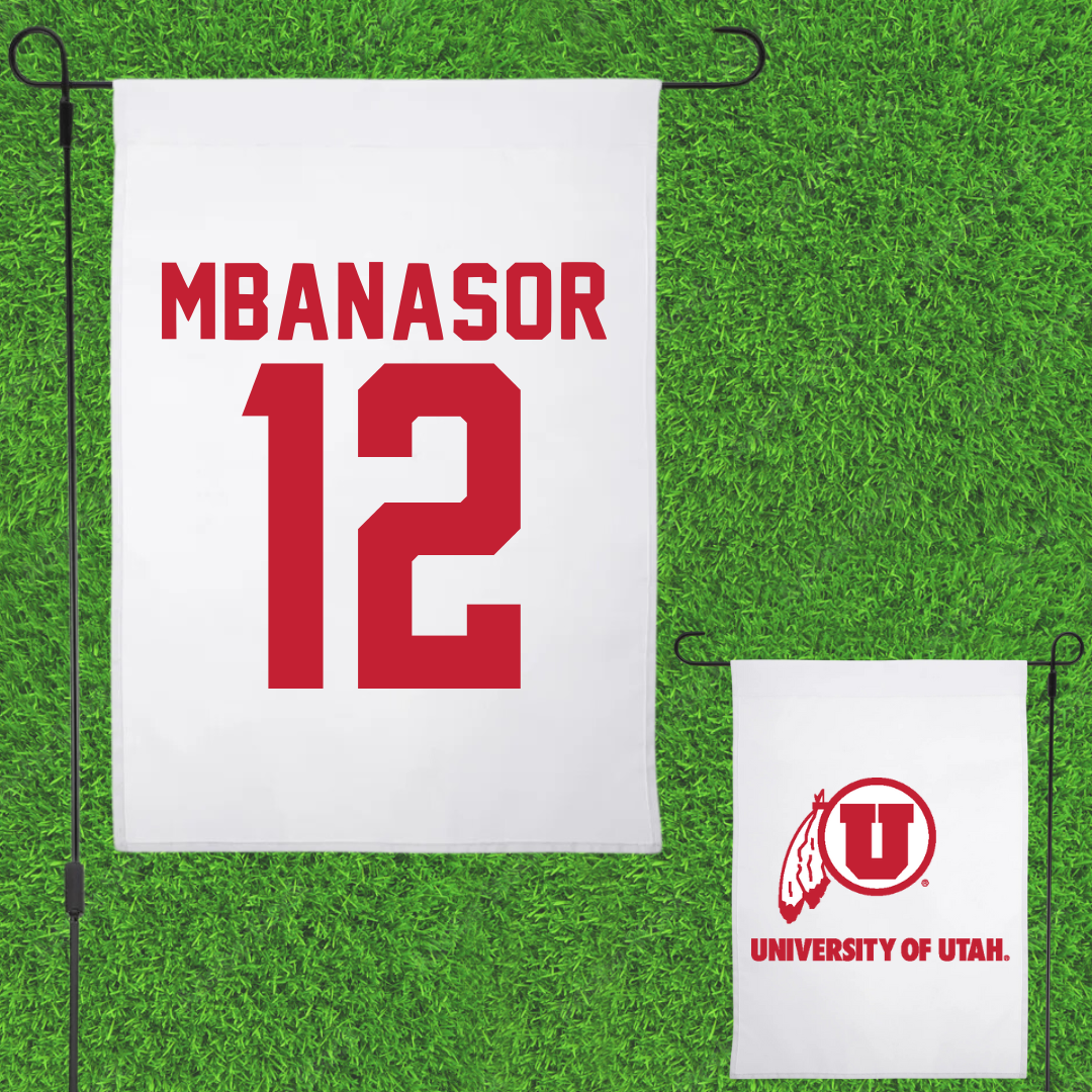 University of Utah Football White Garden Flag - #12 Sidney Mbanasor