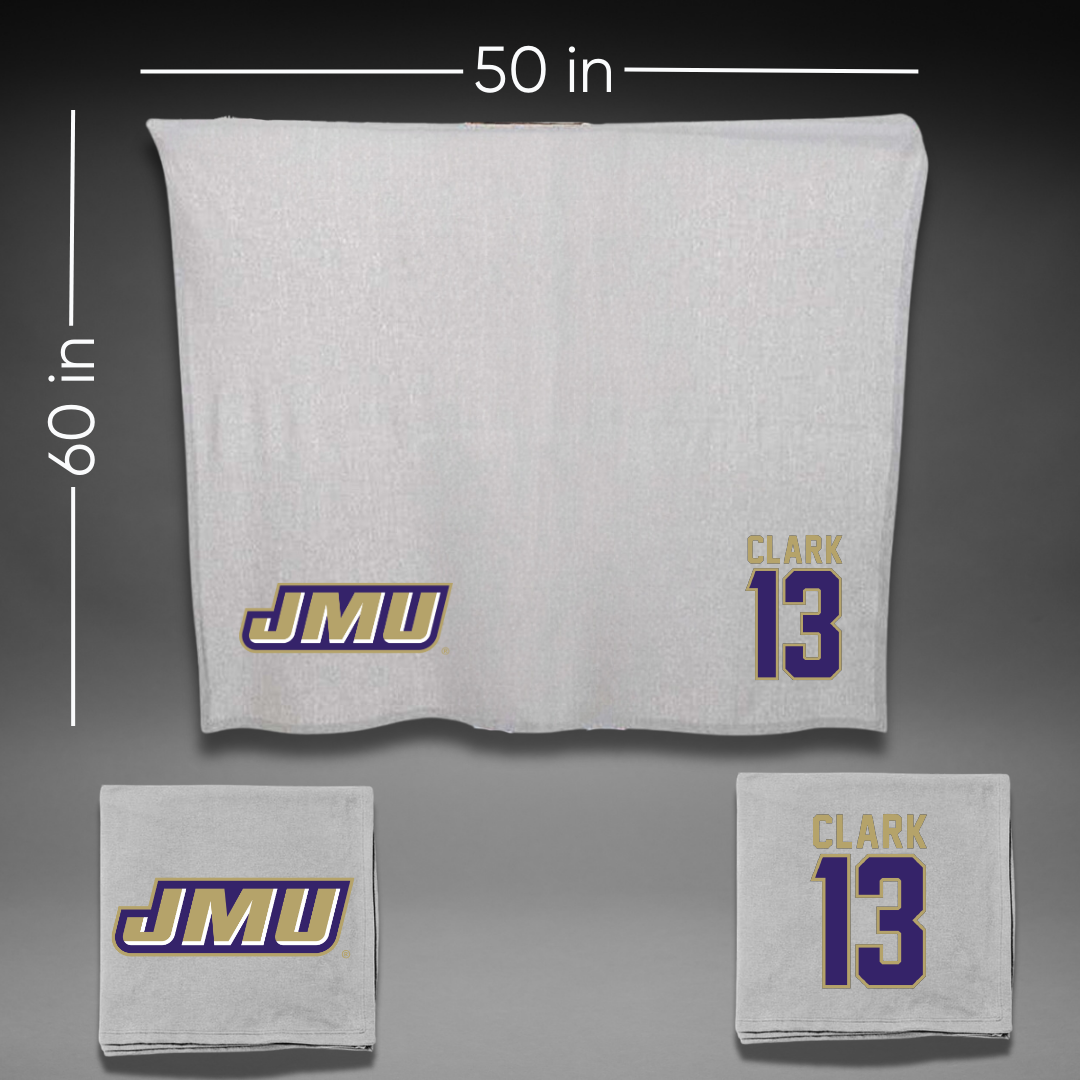 James Madison University Lacrosse Gray Blanket - #13 Maggie Clark