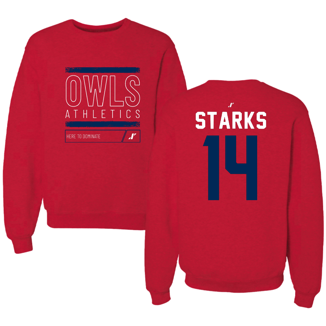 Florida Atlantic University Football Red Dominate Crewneck - #14 Tyriq Starks