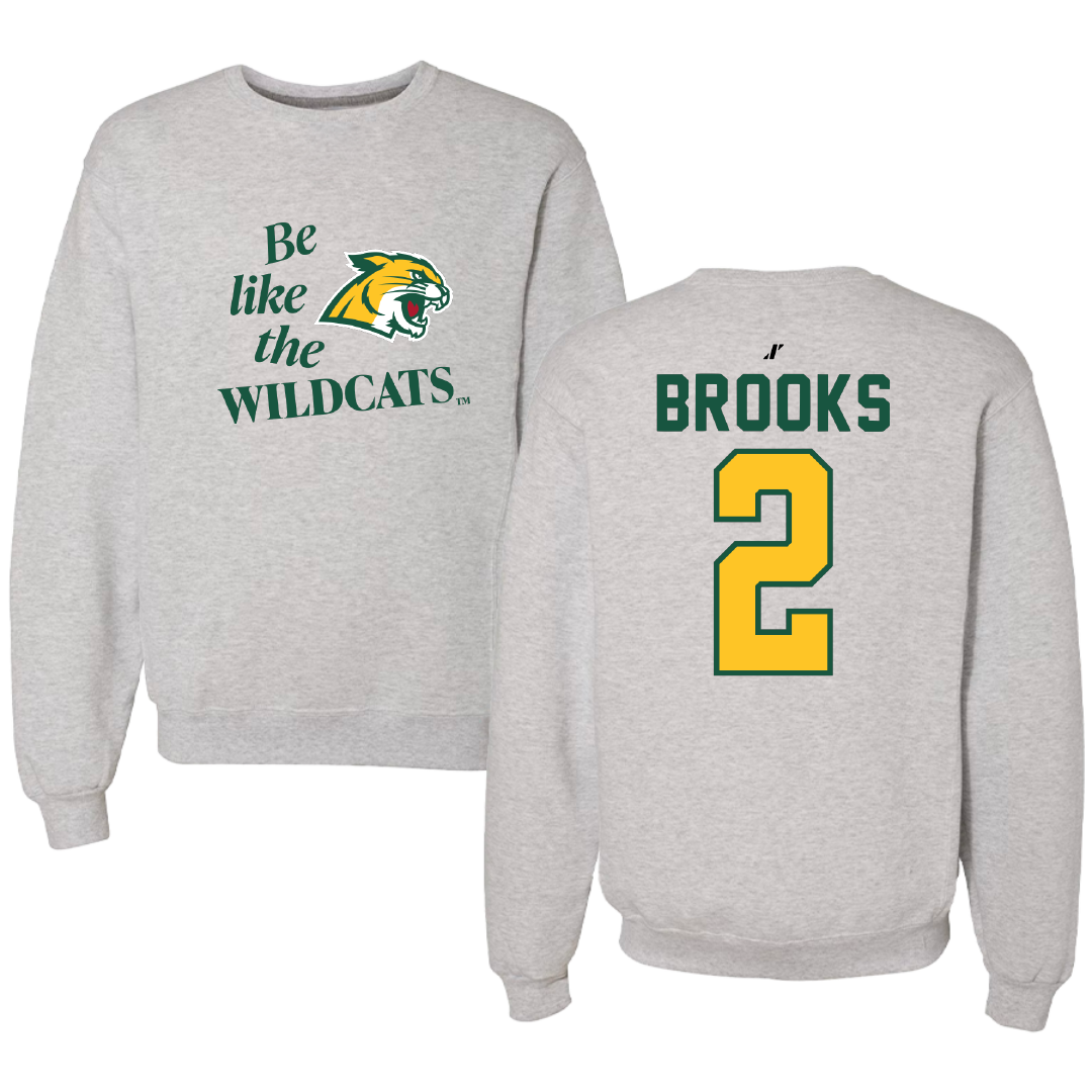Northern Michigan University Basketball Light Gray Be Like Us Crewneck - #2 Riley Brooks