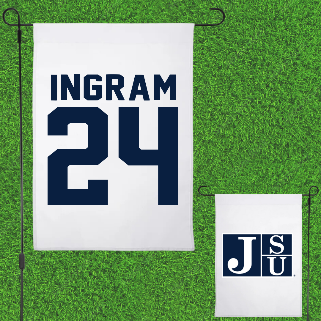 Jackson State University Soccer White Garden Flag - #24 Willow Ingram