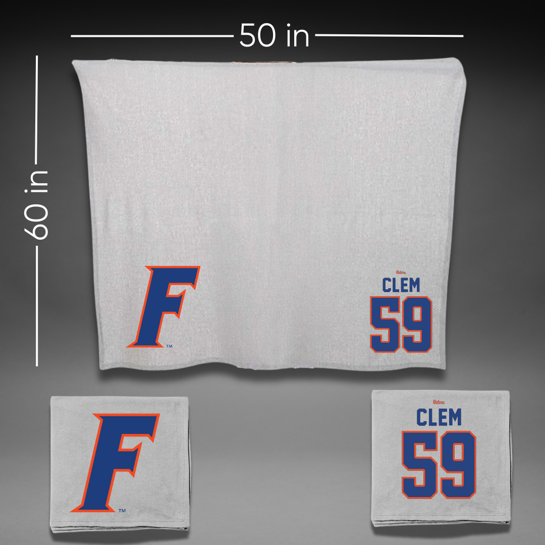 University of Florida Football Gray Blanket - #59 Hayden Clem