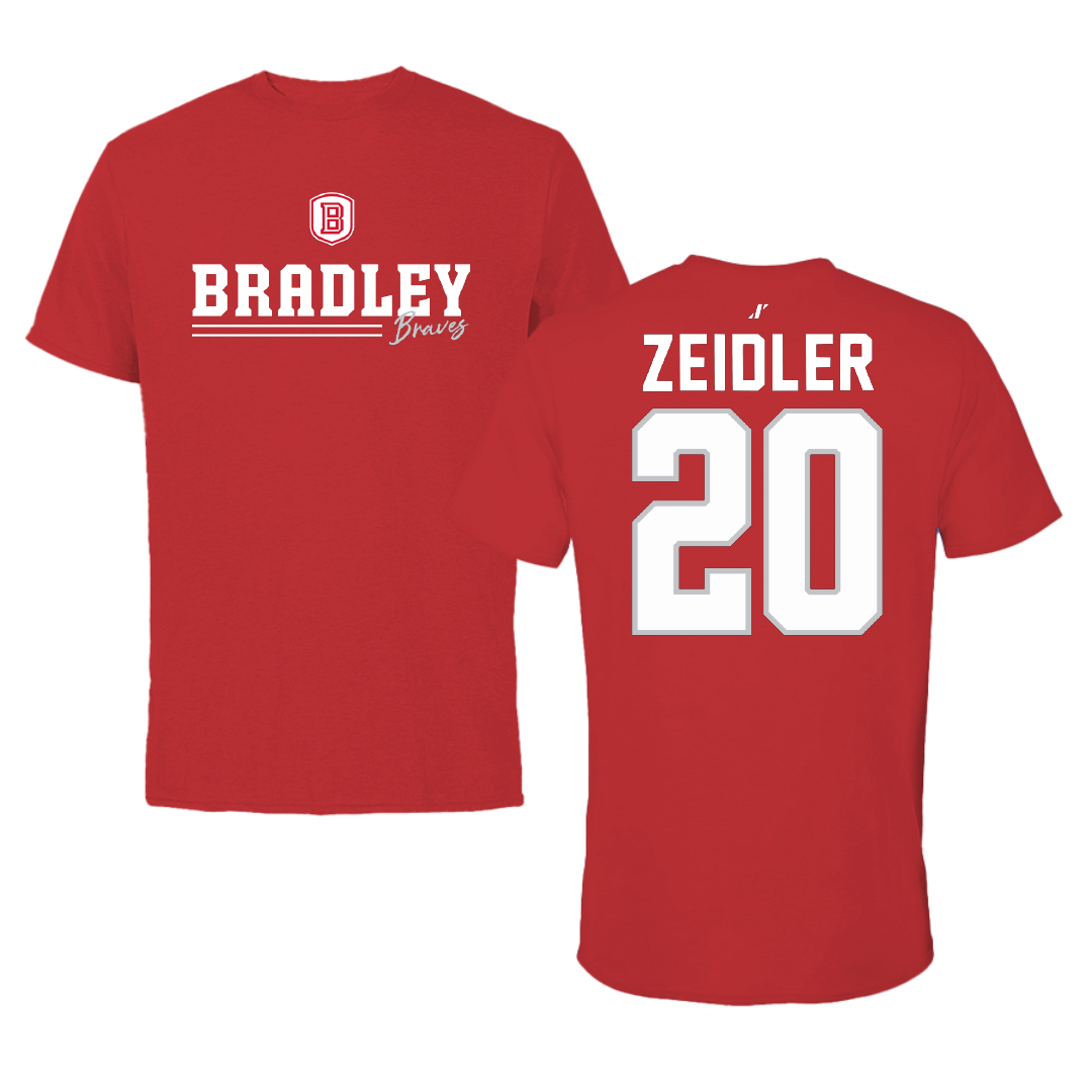 Bradley University Baseball Red General Performance Tee - #20 Theo Zeidler