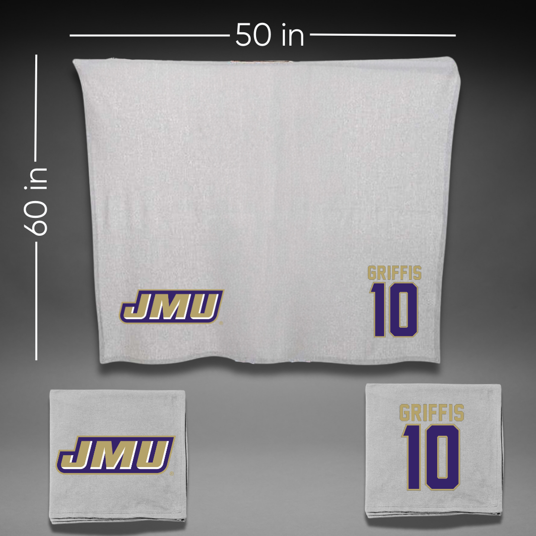 James Madison University Football Gray Blanket - #10 Brett Griffis