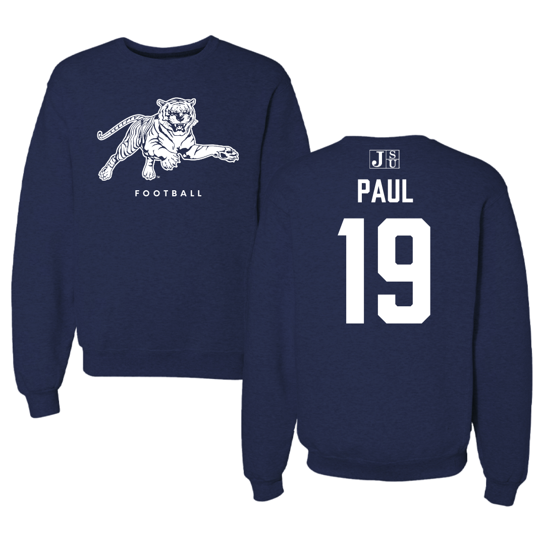 Jackson State University Football Navy Crewneck - #19 Kobe Paul