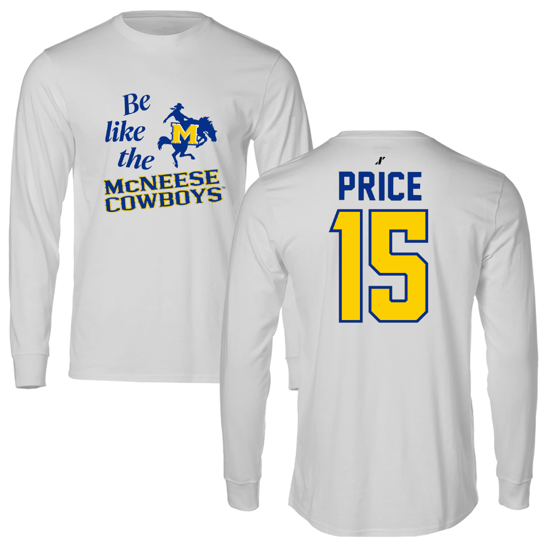 McNeese State University Football Light Gray Be Like Us Performance Long Sleeve - #15 Maurquel Price