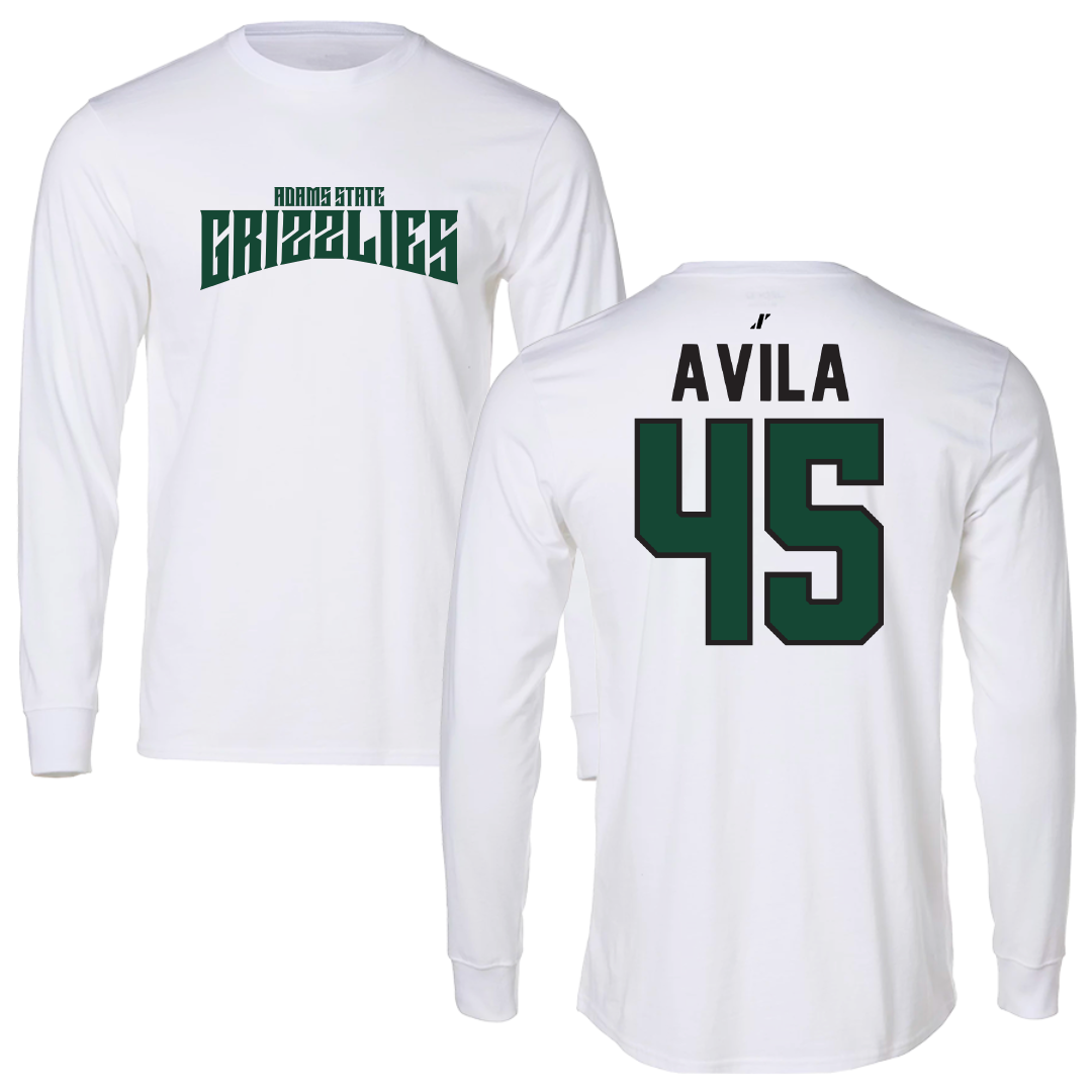 Adams State University Soccer White Classic Performance Long Sleeve - #45 Caleb Avila
