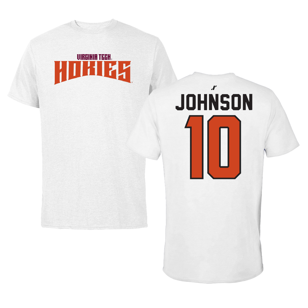 Virginia Tech Basketball White Classic Performance Tee - #10 Tyler Johnson