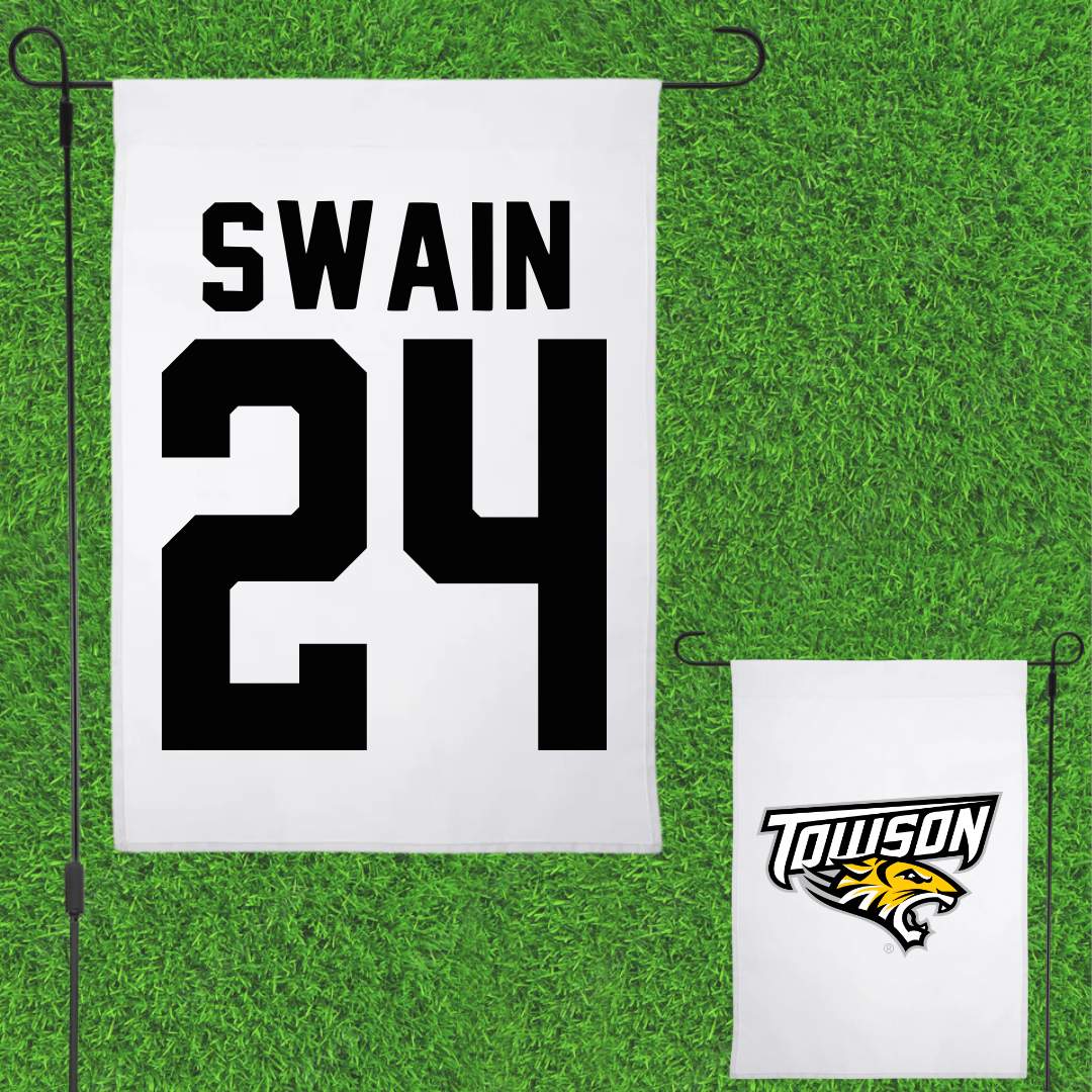 Towson University Football White Garden Flag - #24 Mike Swain