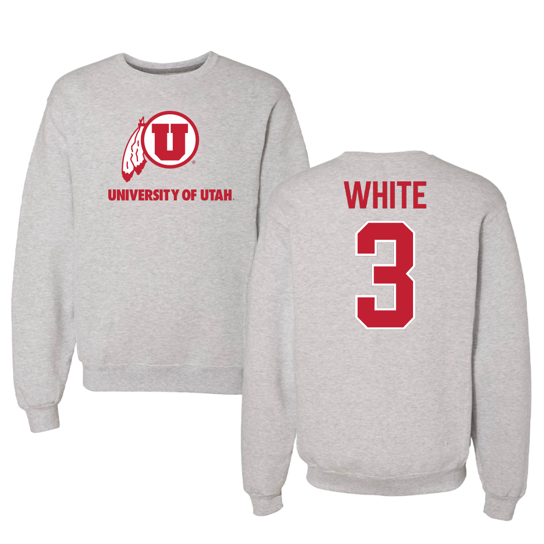 University of Utah Basketball Gray Crewneck - #3 Lani White