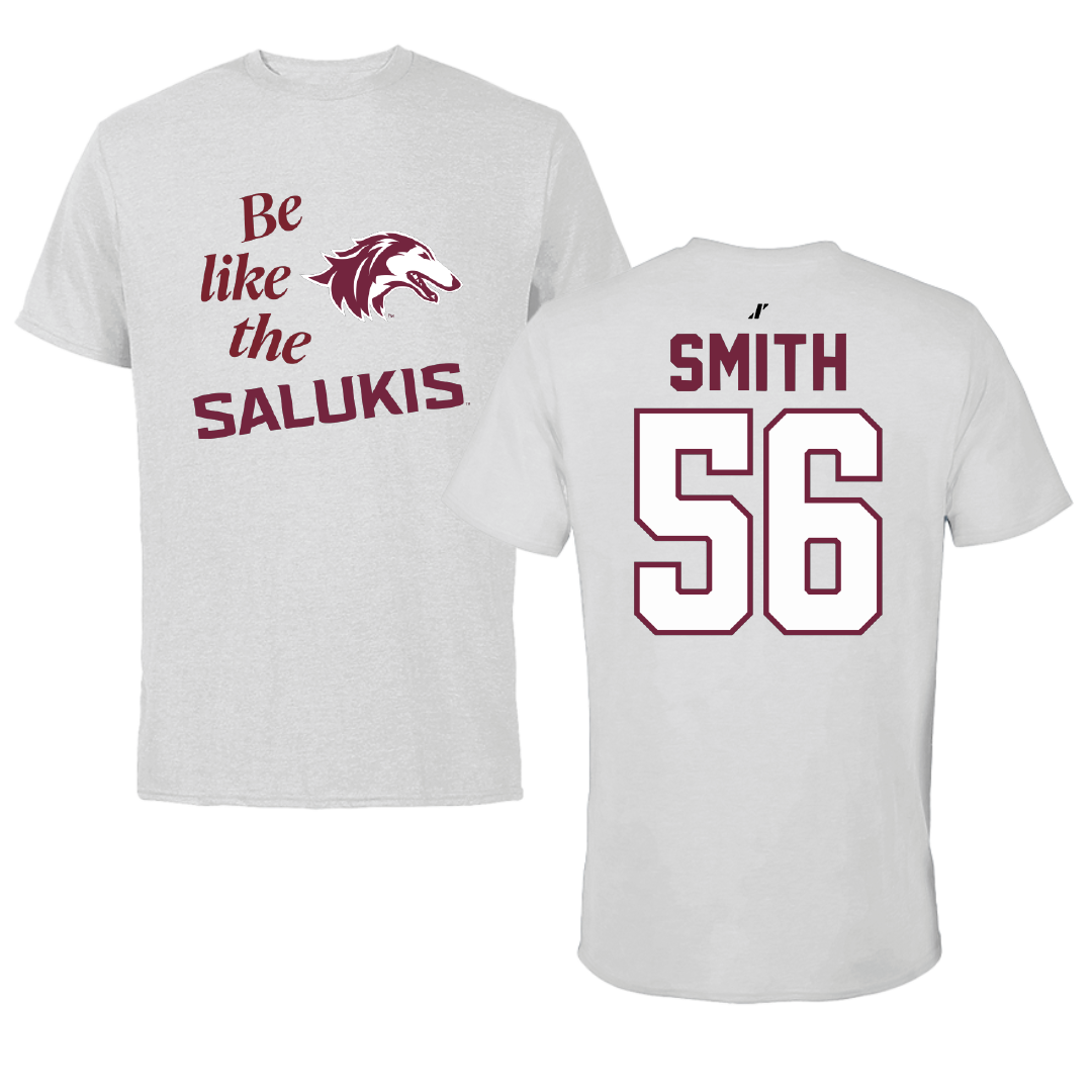 Southern Illinois University at Carbondale Football Light Gray Be Like Us Performance Tee - #56 Carmelo Smith