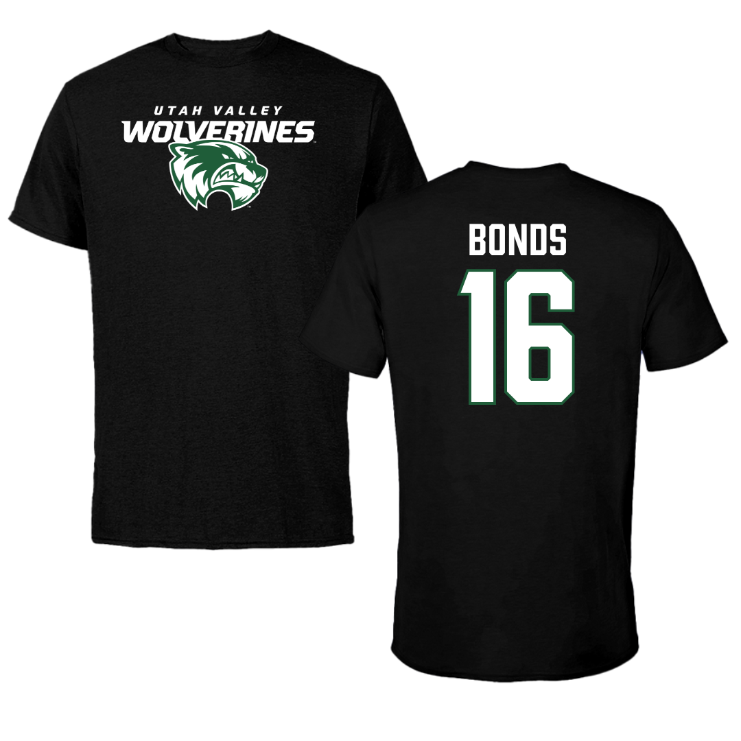 Utah Valley University Soccer Black Wolverines Performance Tee - #16 Quincy Bonds
