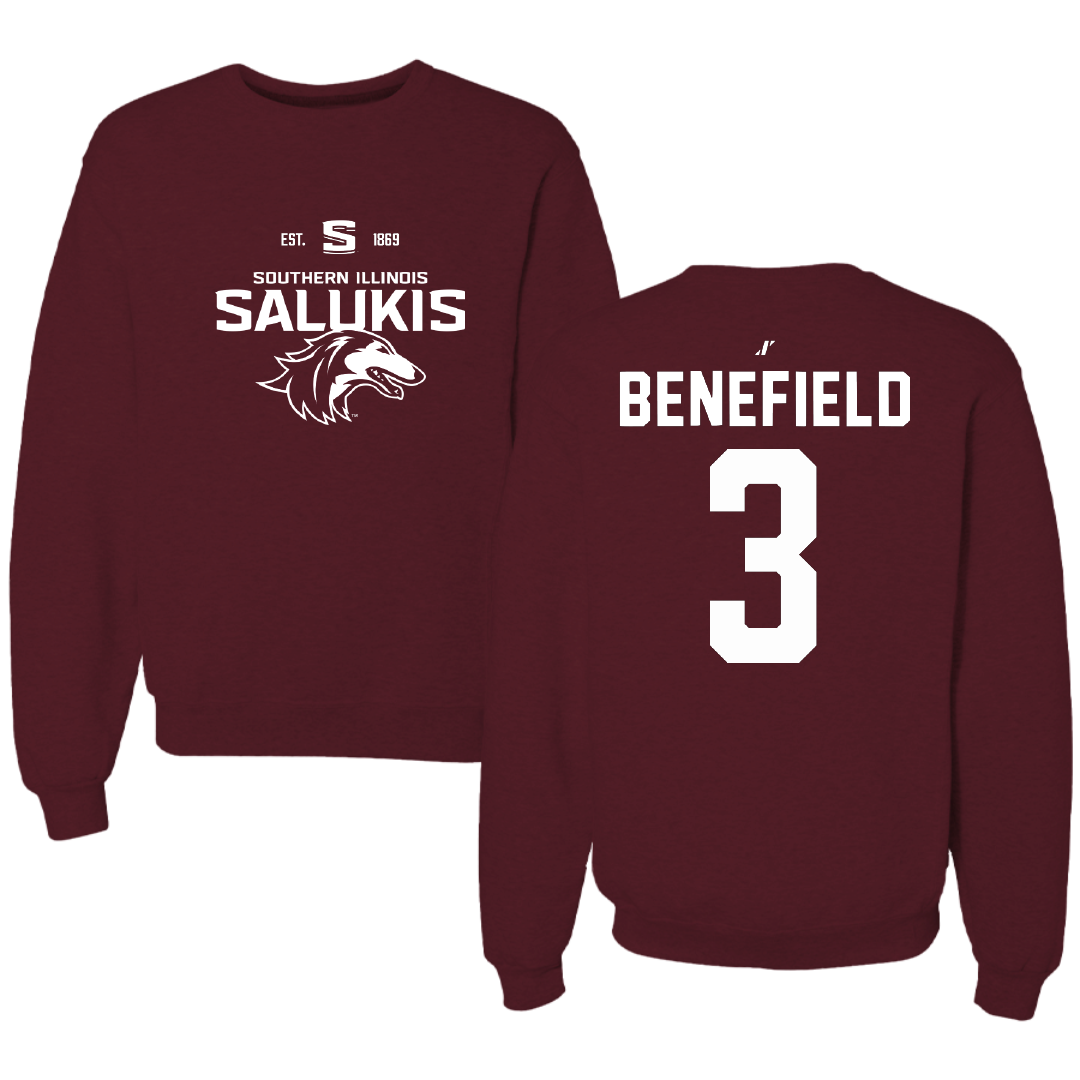 Southern Illinois University at Carbondale Football Maroon General Crewneck - #3 Jaelin Benefield