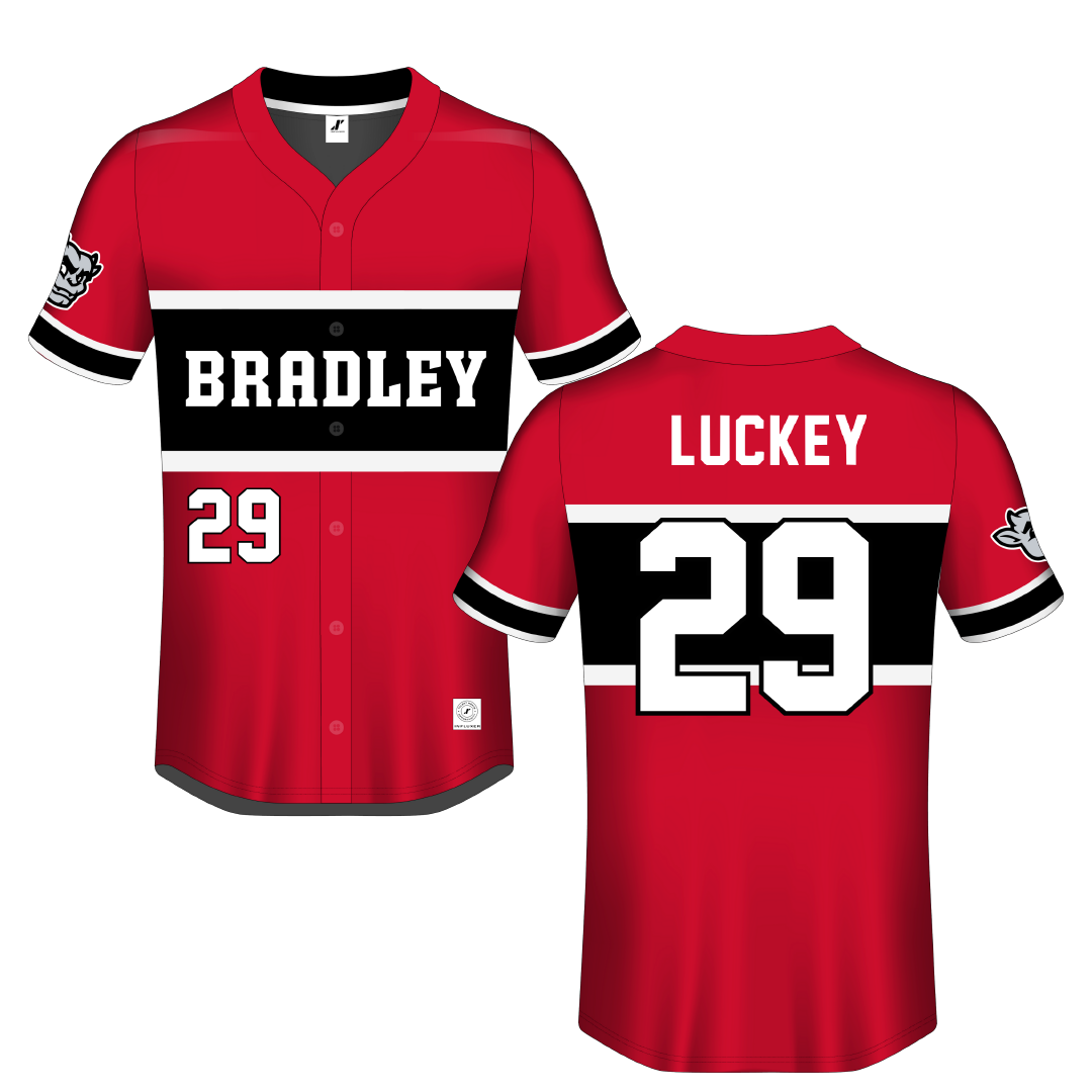 Bradley University Red Button-Down Jersey - #29 Cole Luckey