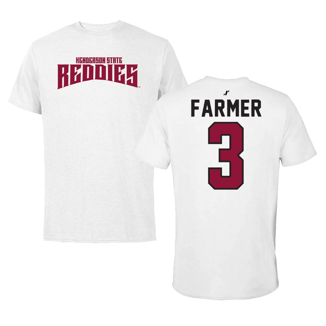 Henderson State University Basketball White Classic Performance Tee - #3 Chase Farmer