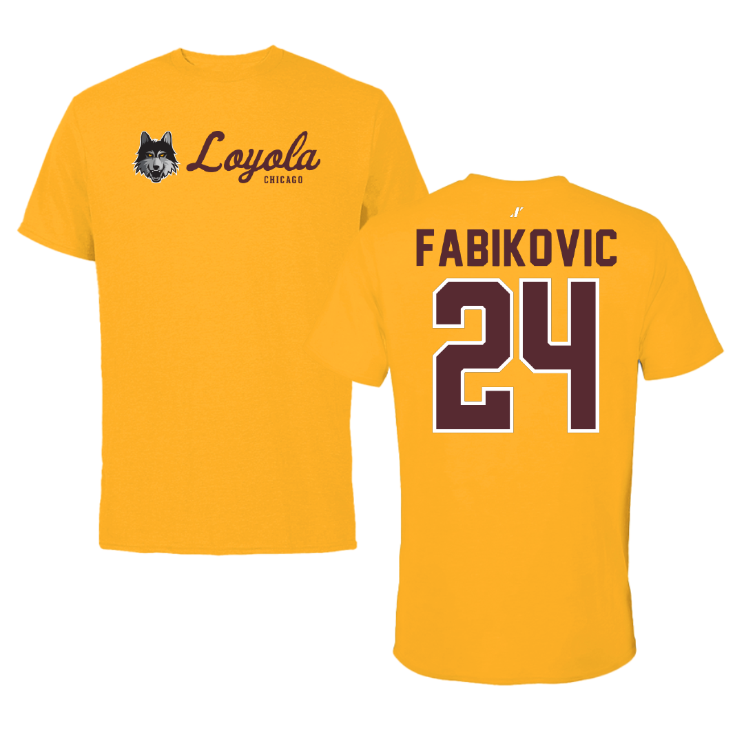 Loyola University-Chicago Volleyball Gold General Tee - #24 Daniel Fabikovic