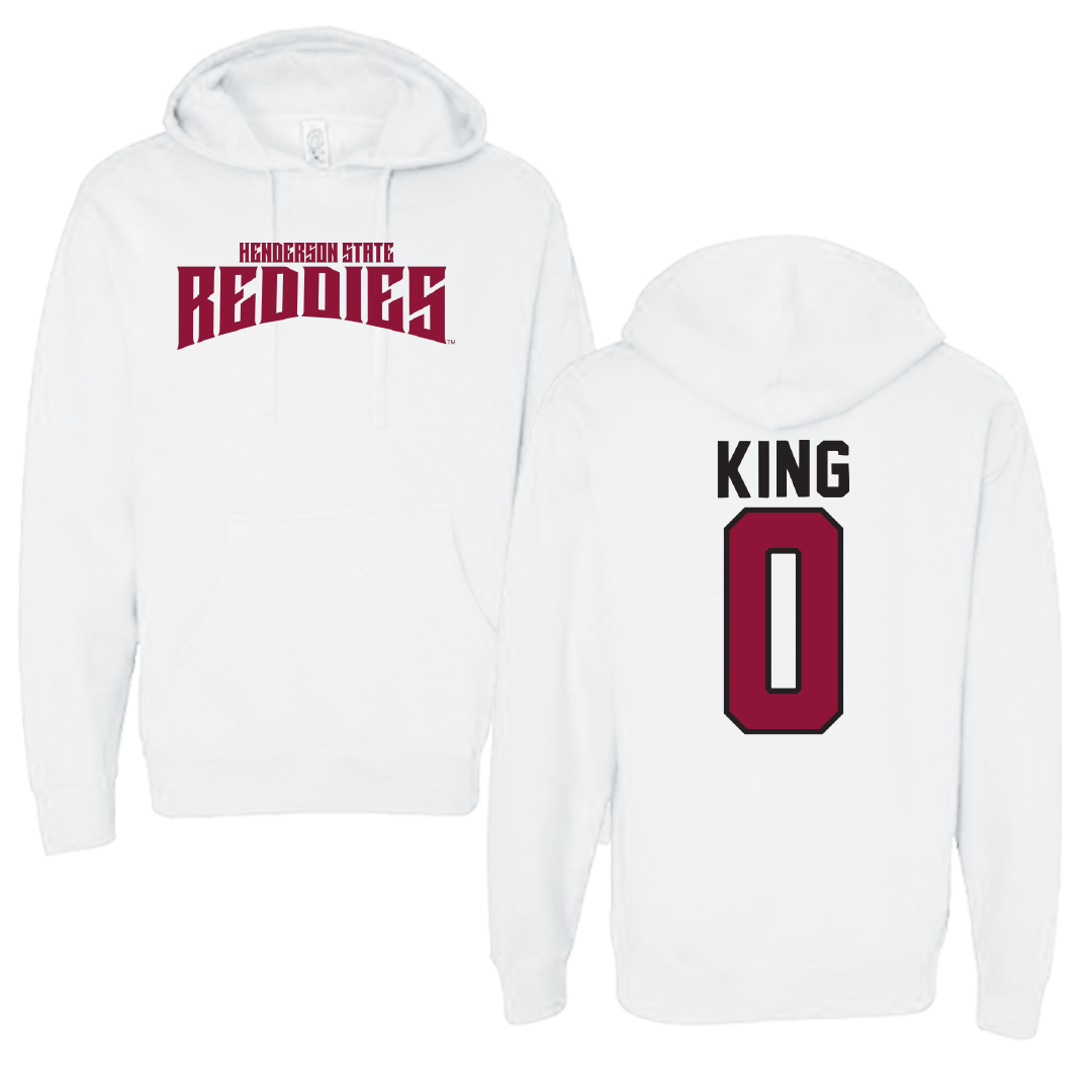 Henderson State University Basketball White Classic Hoodie - #0 Clarence King