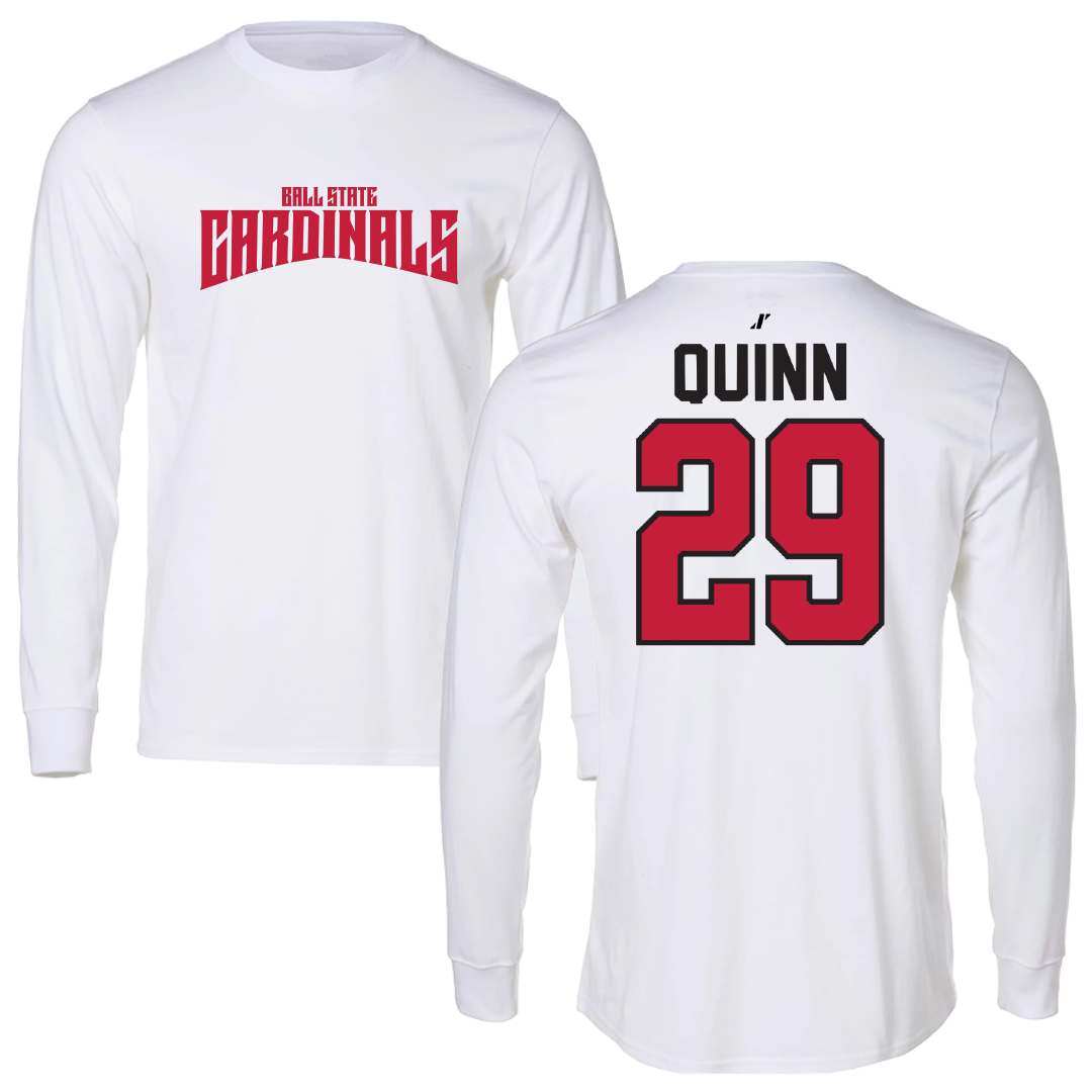 Ball State University Baseball White Classic Performance Long Sleeve - #29 Owen Quinn