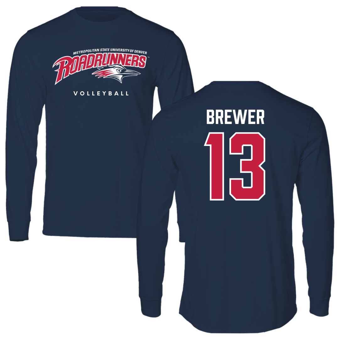 Metropolitan State University of Denver Volleyball Navy Performance Long Sleeve - #13 GabriElle Brewer