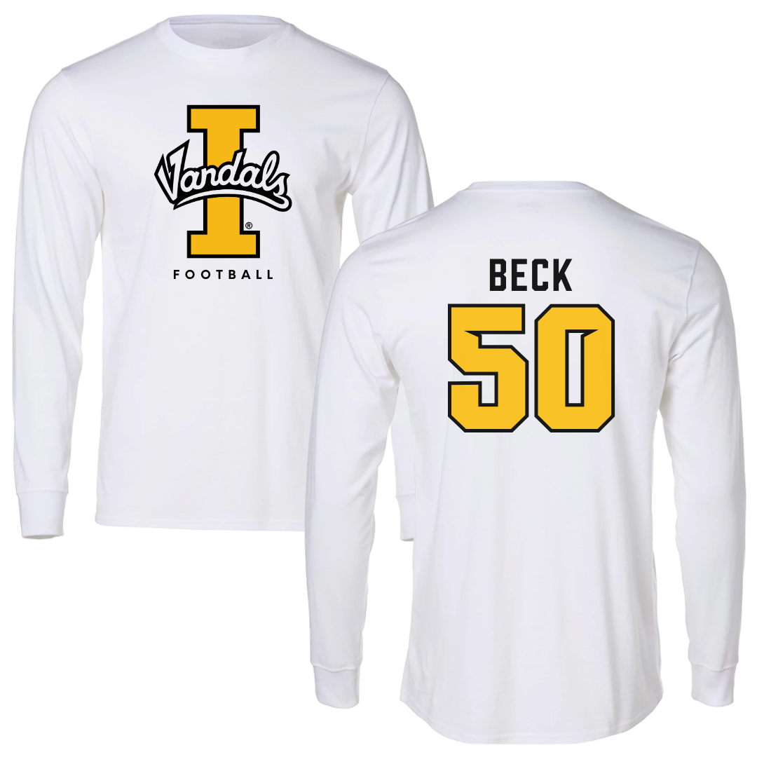 University of Idaho Football White Vandals Performance Long Sleeve - #50 Jackson Beck