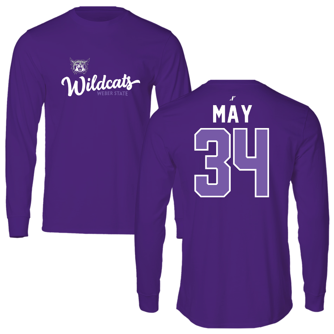 Weber State University Football Purple General Long Sleeve - #34 Colter May