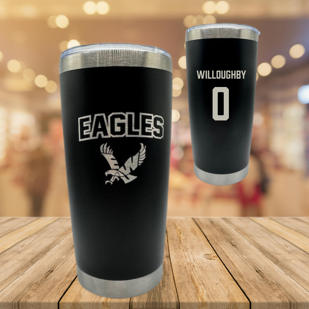 Eastern Washington University Soccer Black Stainless Steel Tumbler - #0 Kamryn Willoughby