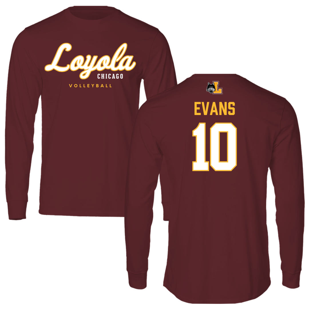 Loyola University-Chicago Volleyball Maroon Block Long Sleeve - #10 Cooper Evans
