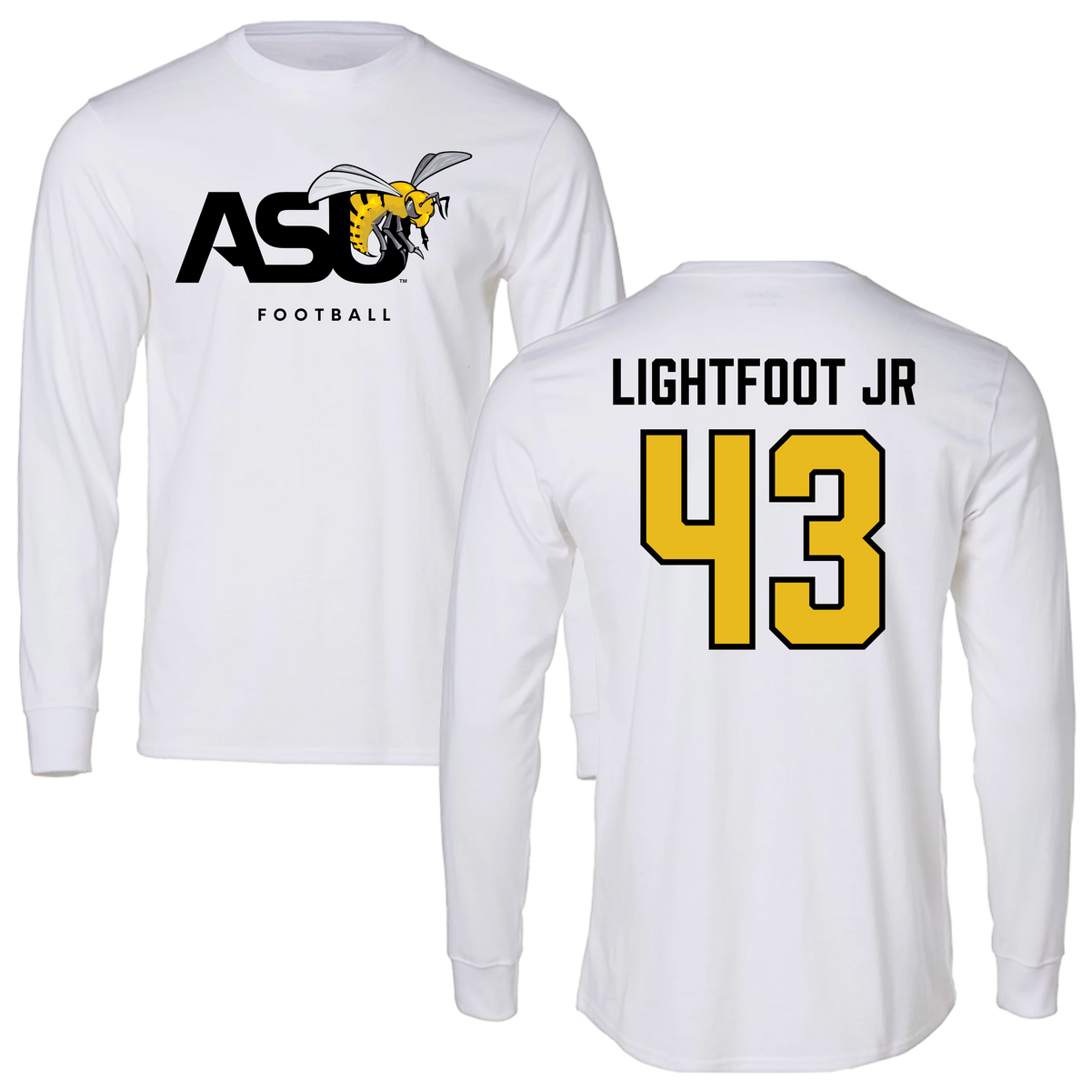 Alabama State University Football White Long Sleeve - #43 Terrell Lightfoot Jr