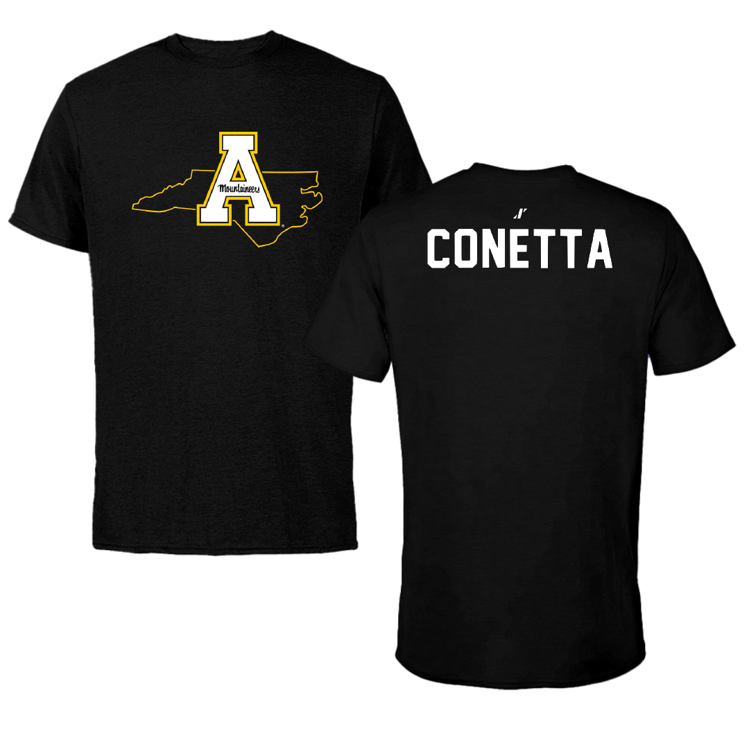 Appalachian State University Wrestling Black State Performance Tee - Anthony Conetta