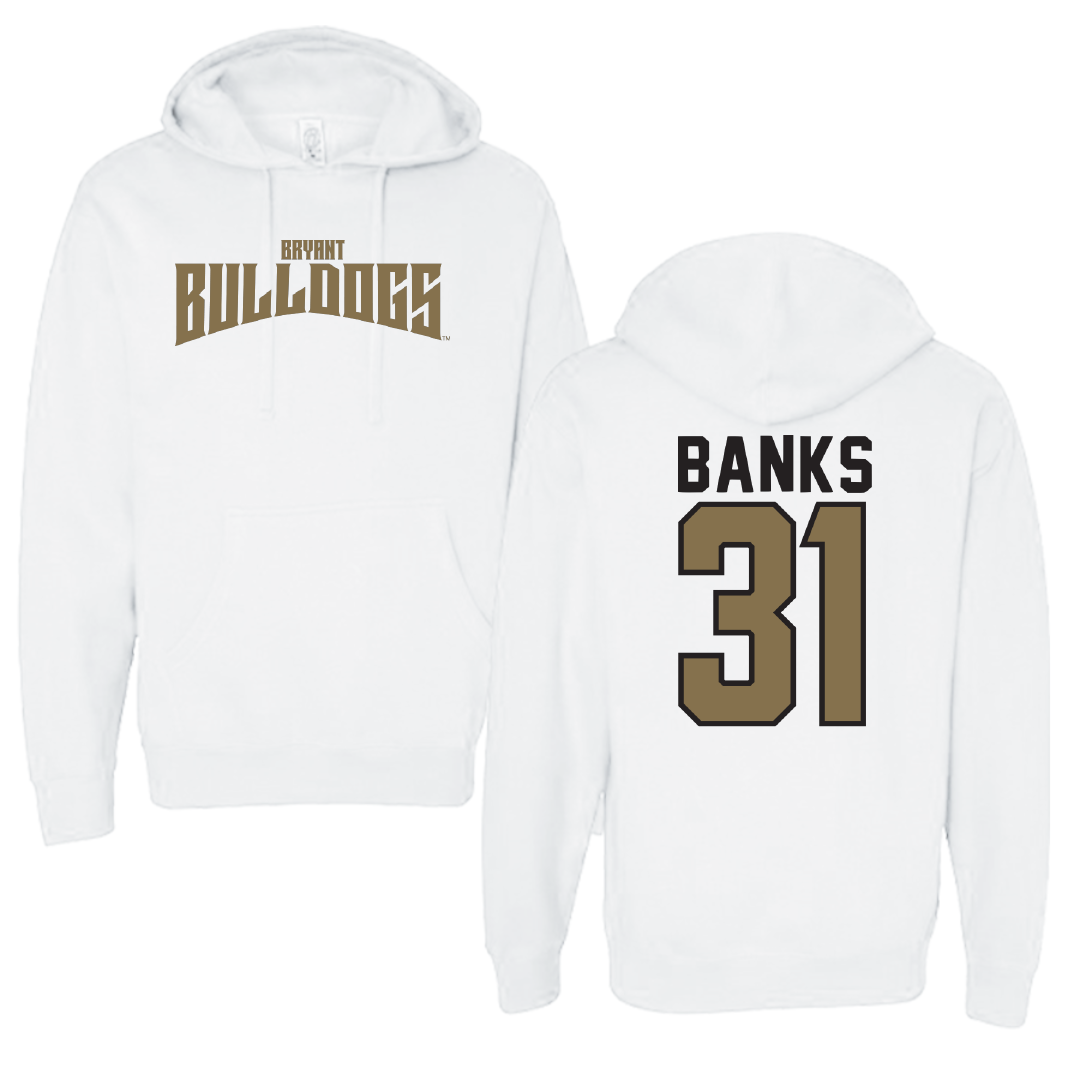 Bryant University Football White Classic Hoodie - #31 Devon Banks