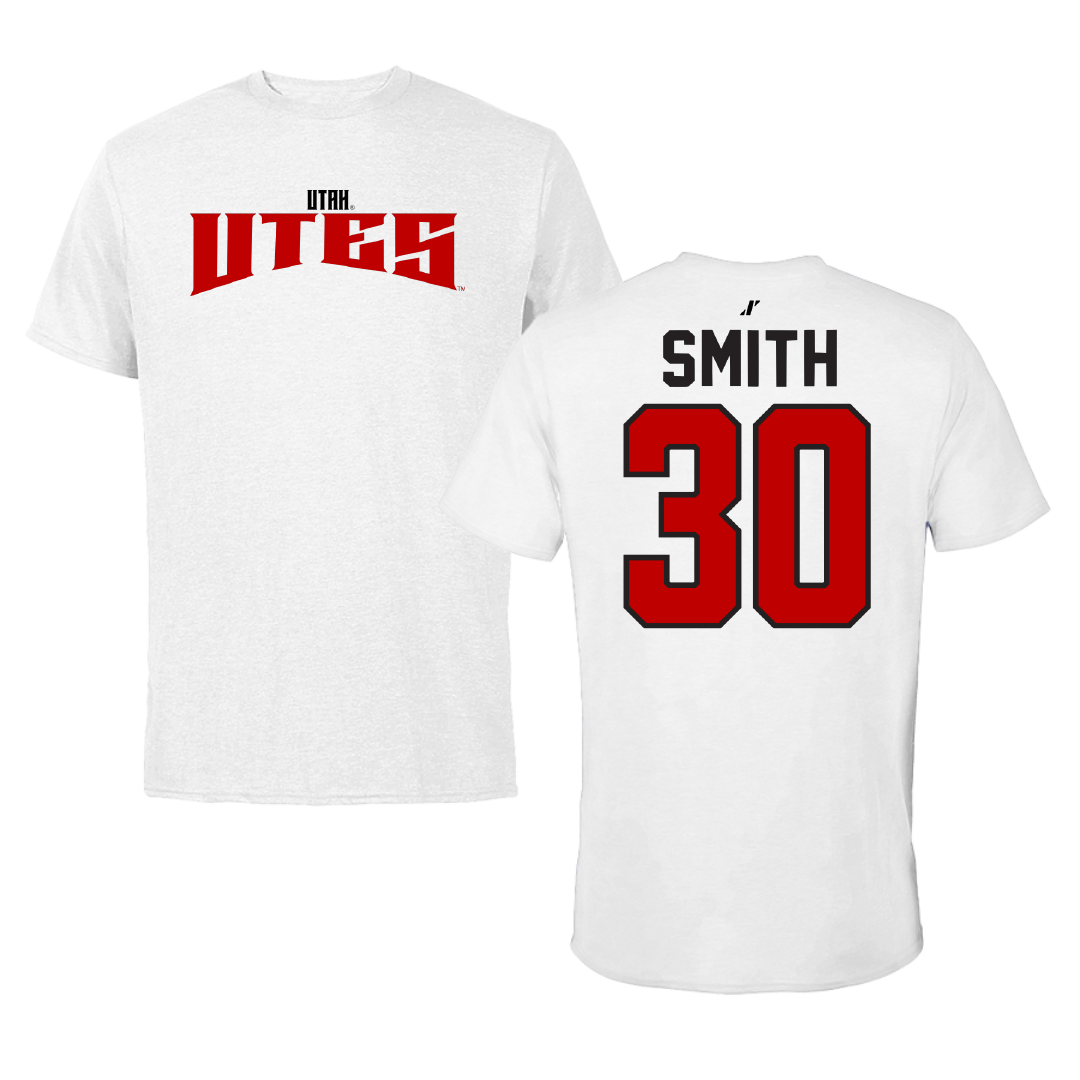 University of Utah Soccer White Classic Performance Tee - #30 Isabelle Smith