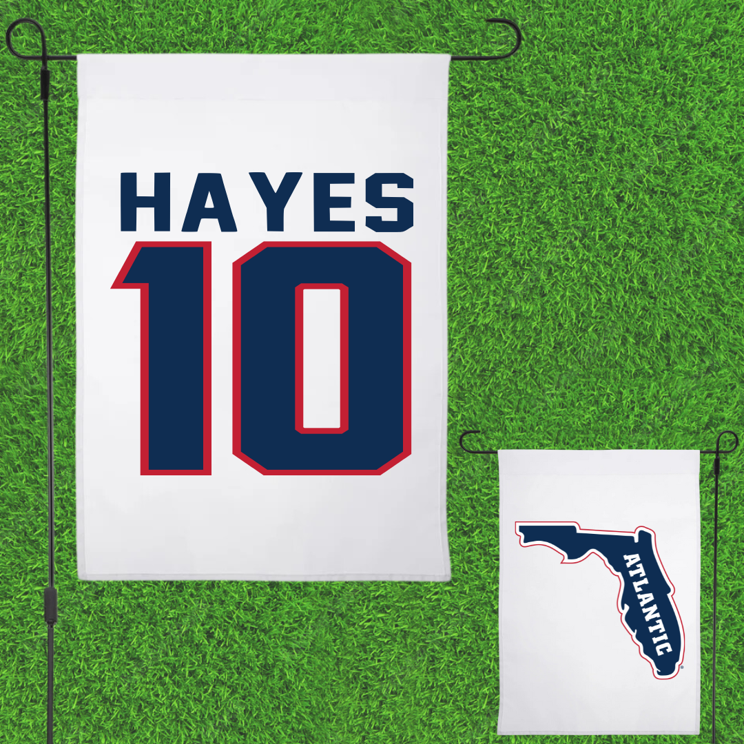 Florida Atlantic University Football White Garden Flag - #10 Omari Hayes