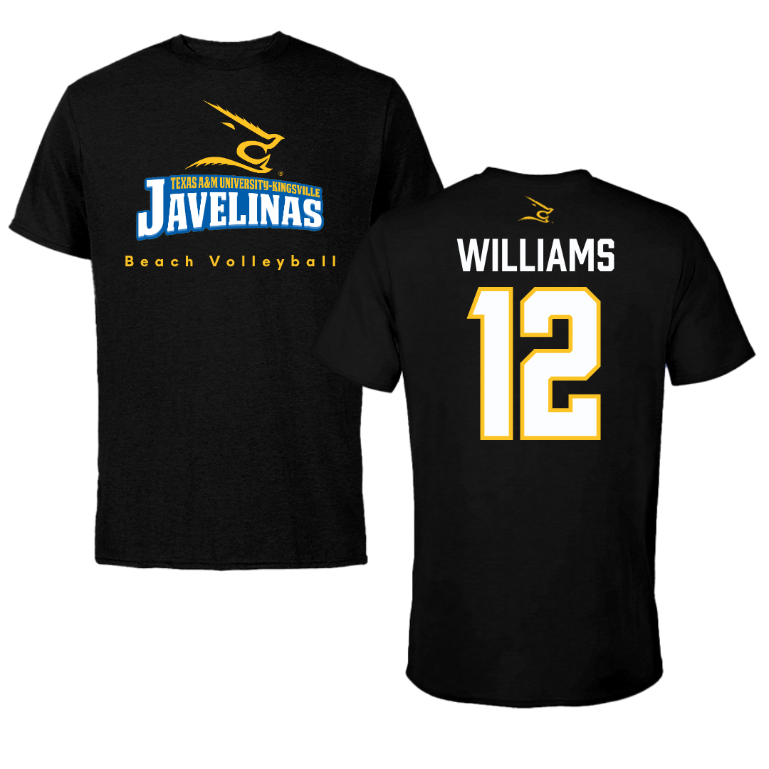 Texas A&M University-Kingsville Beach Volleyball Black Tee - #12 Elizabeth Williams