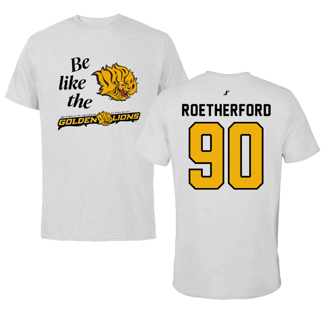 University of Arkansas-Pine Bluff Football Light Gray Be Like Us Performance Tee - #90 Cameron Roetherford