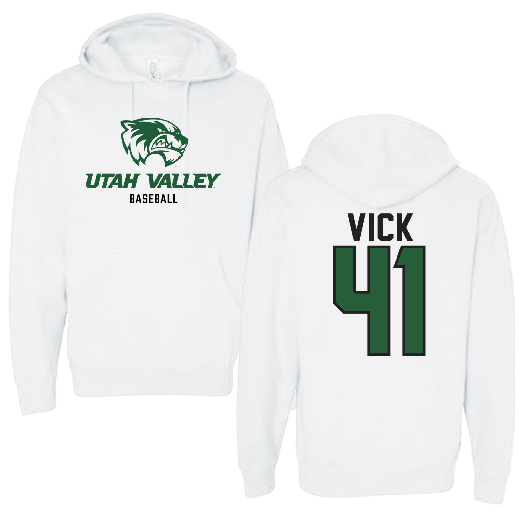 Utah Valley University Baseball White Classic Hoodie - #41 Braxton Vick