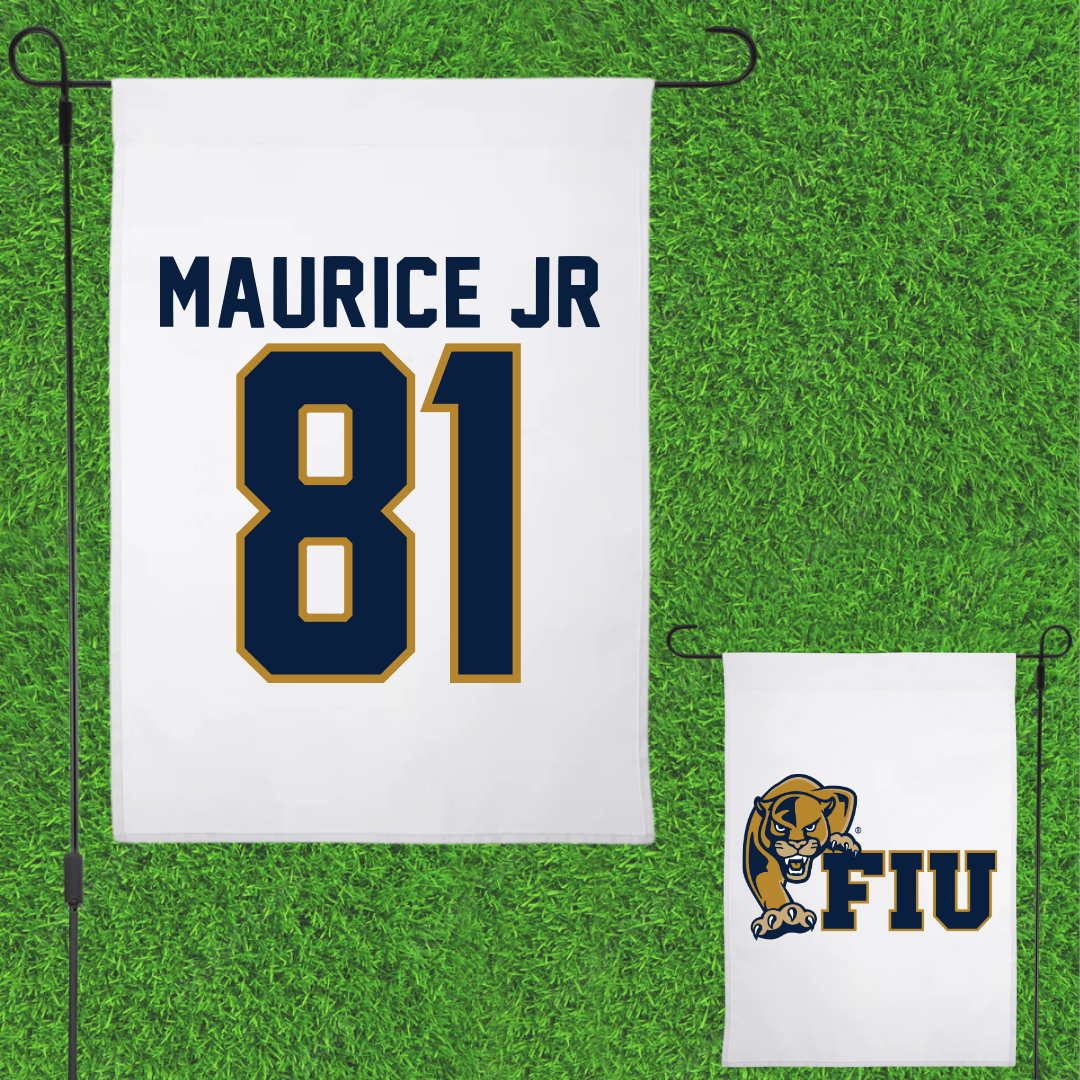 Florida International University Football White Garden Flag - #81 Luby Maurice Jr