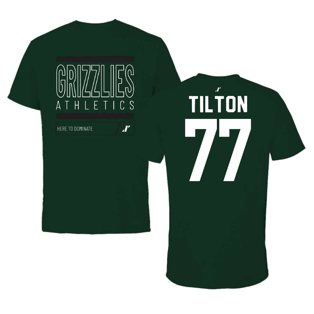 Adams State University Football Forest Green Dominate Performance Tee - #77 Wyatt Tilton