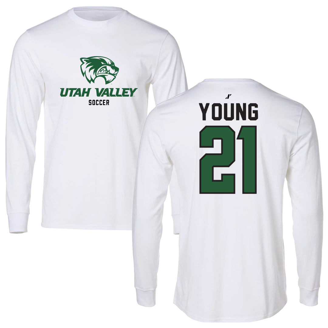 Utah Valley University Soccer White Classic Performance Long Sleeve - #21 Elle Young