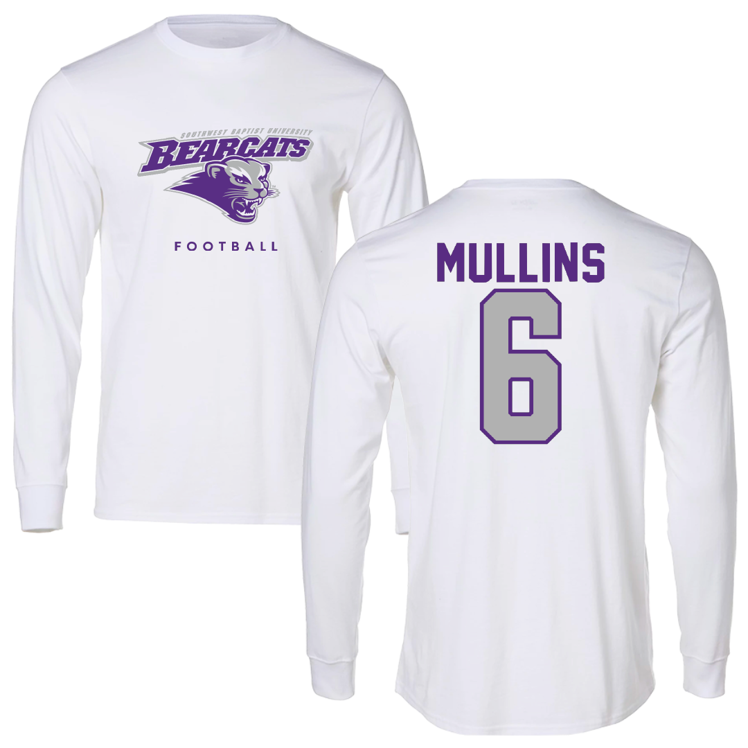 Southwest Baptist University Football White Performance Long Sleeve - #6 Canaan Mullins