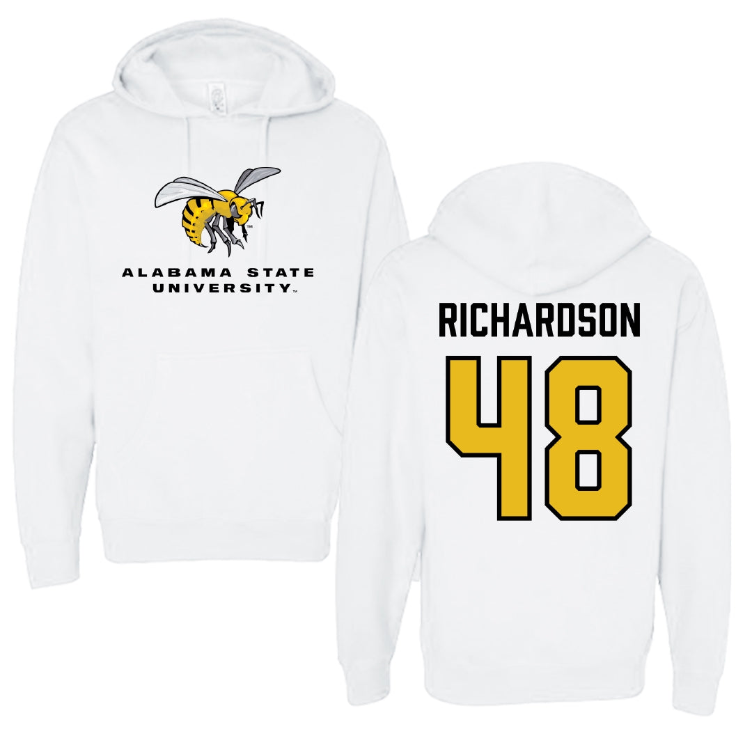 Alabama State University Football White Block Hoodie - #48 Myles Richardson