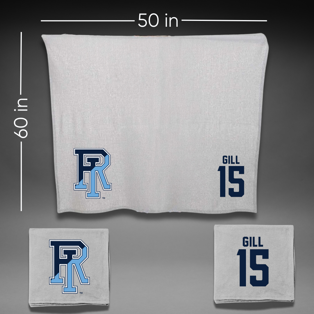 University of Rhode Island Lacrosse Gray Blanket - #15 Izze Gill