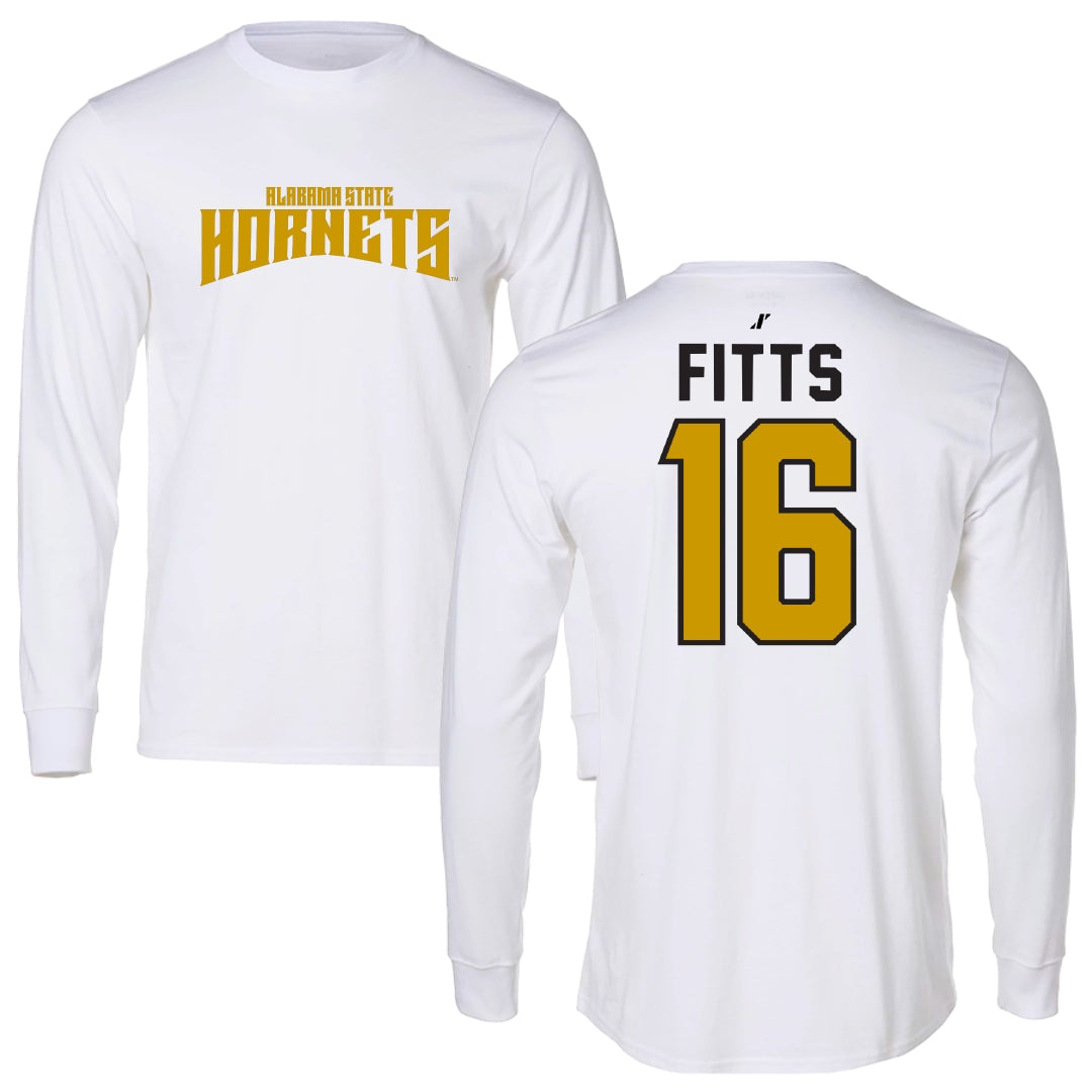 Alabama State University Football White Classic Long Sleeve - #16 Adrian Fitts