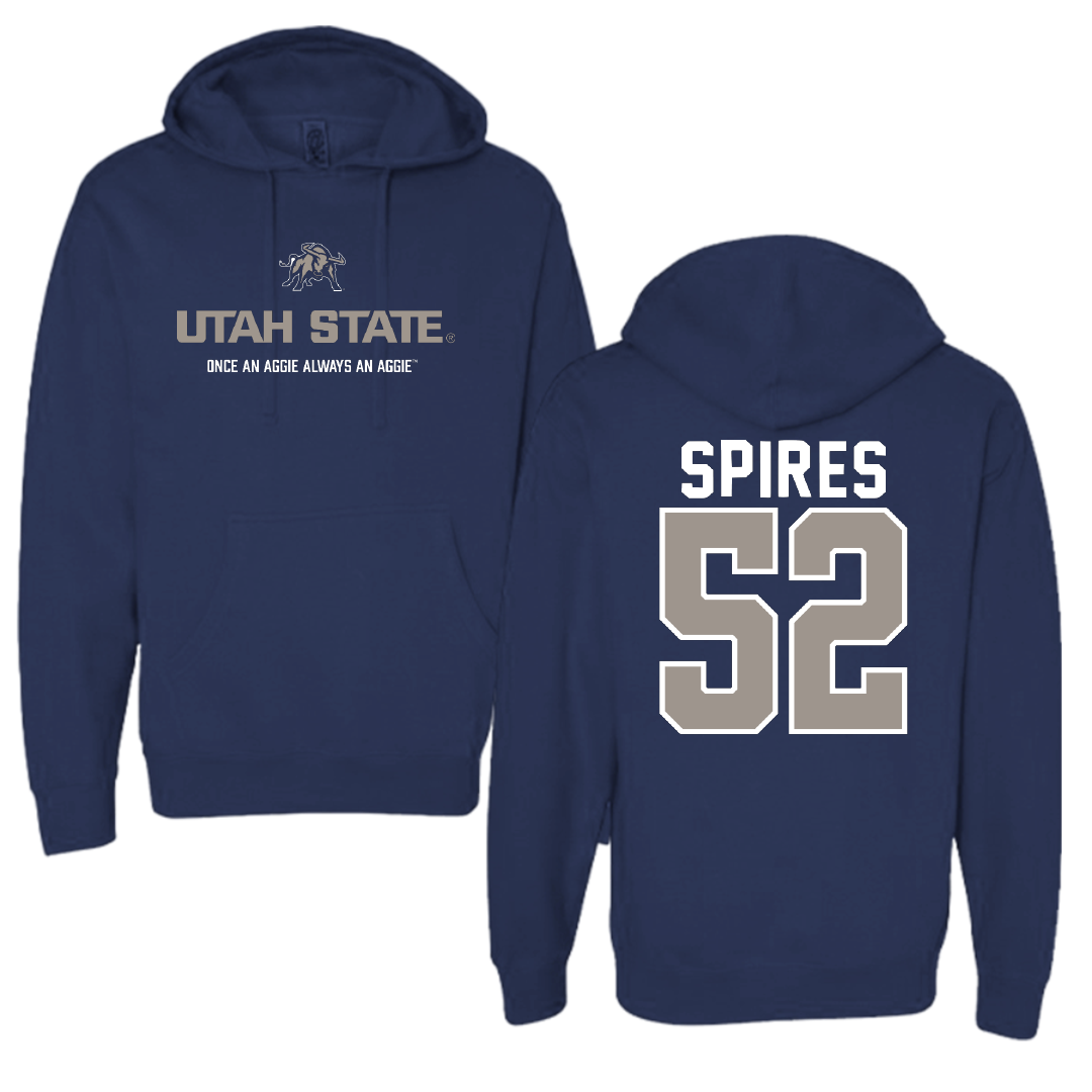 Utah State University Football Navy General Hoodie - #52 Blaine Spires