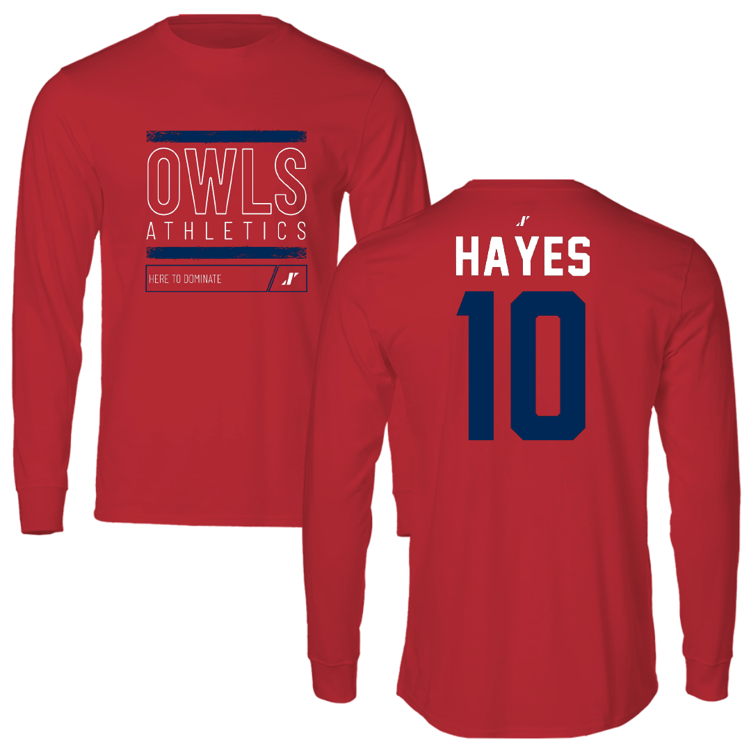 Florida Atlantic University Football Red Dominate Long Sleeve - #10 Omari Hayes