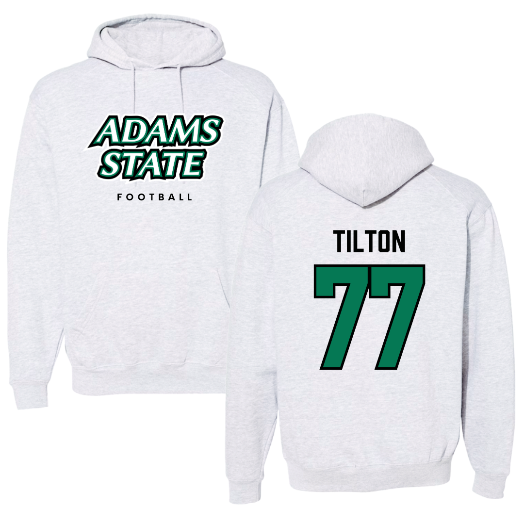 Adams State University Football Gray Block Hoodie - #77 Wyatt Tilton