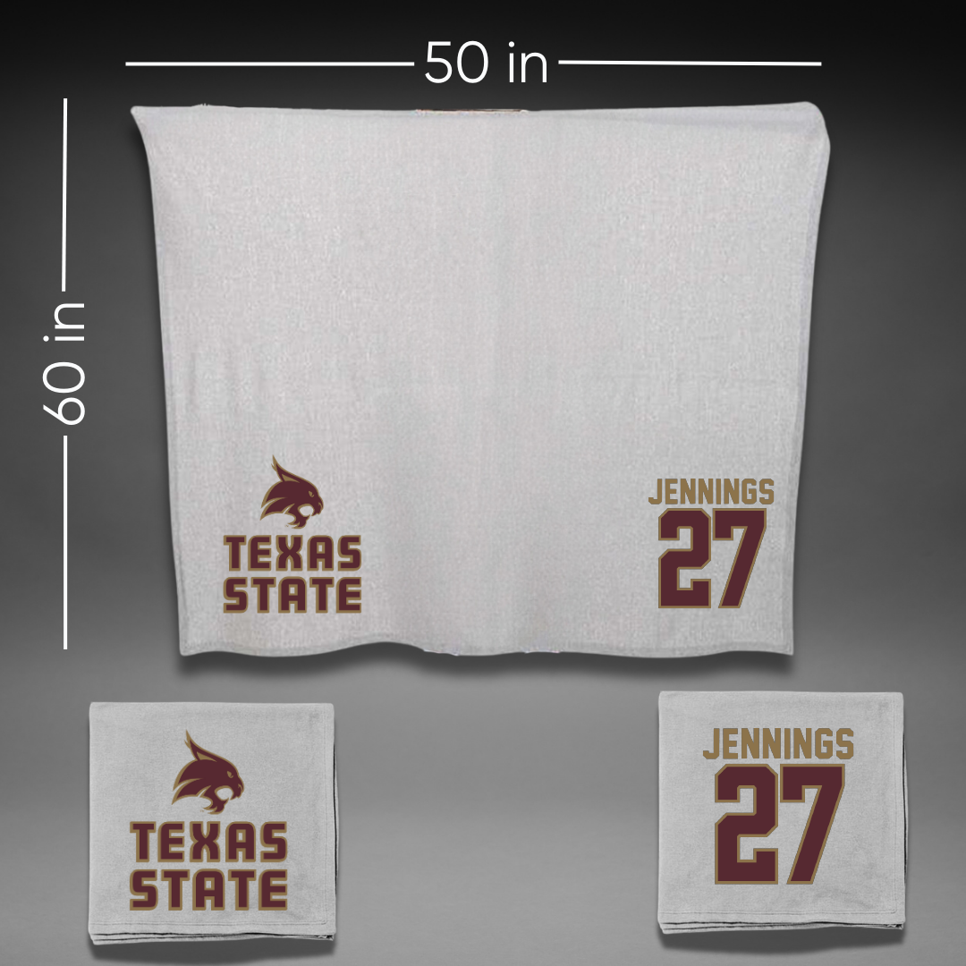 Texas State University Softball Gray Blanket - #27 Abigail Jennings