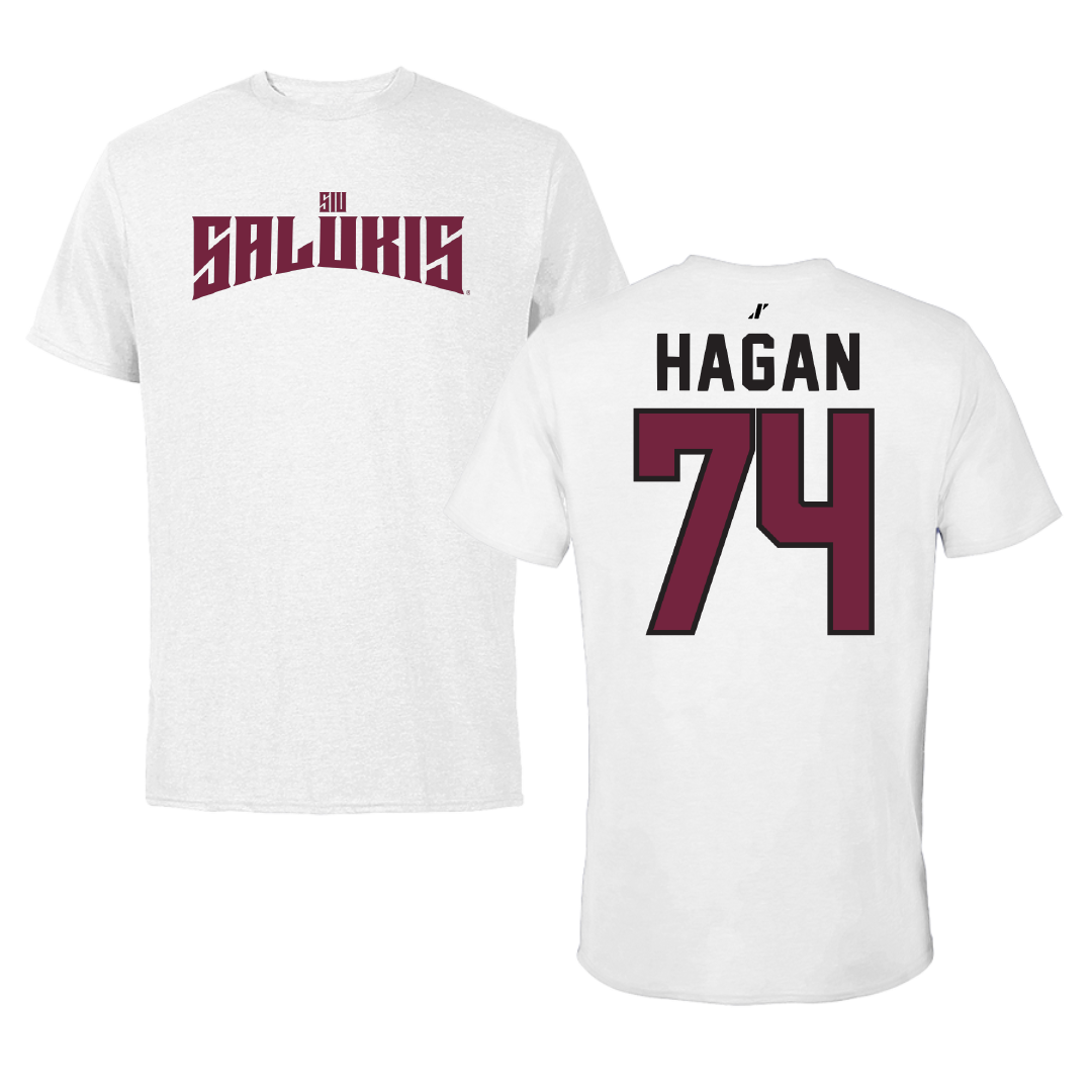 Southern Illinois University at Carbondale Football White Classic Performance Tee - #74 Harris Hagan