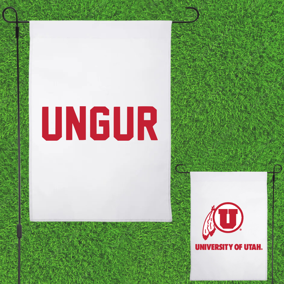 University of Utah Swimming & Diving White Garden Flag - Andrei Ungur